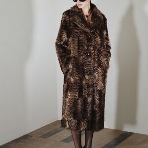 Mango Brown Teddy Jacket TEXTURED FAUX-FUR COAT